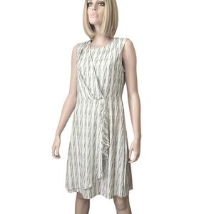 Calvin KLEIN Dress Rayon Blend Stripe Draped Pleated Ruffle Flounce Versatile